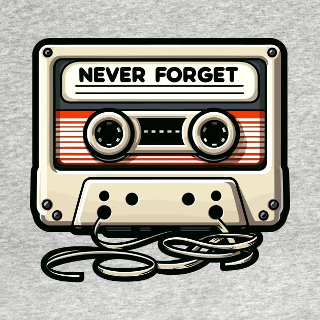 Never Forget - Retro Cassette Tape - Vintage Old School by TeeTopiaNovelty